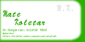 mate koletar business card