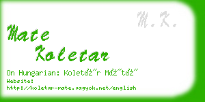 mate koletar business card